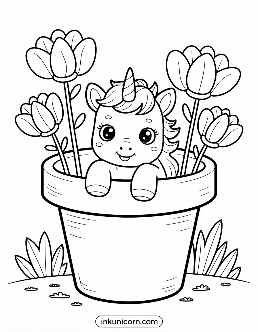 Baby Bunny Unicorn in a Flower Pot