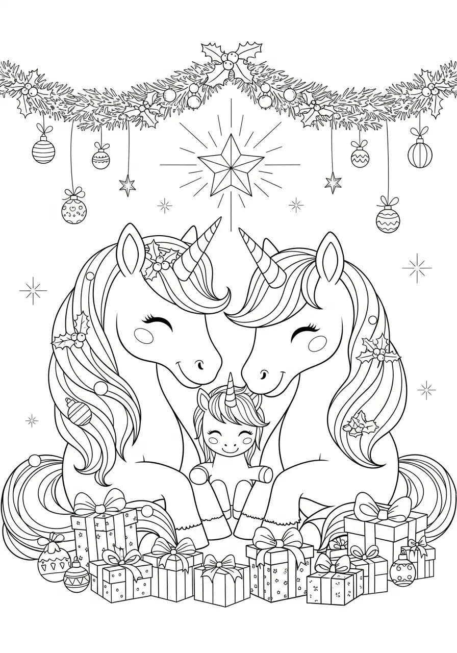 Christmas Unicorn Family Portrait
