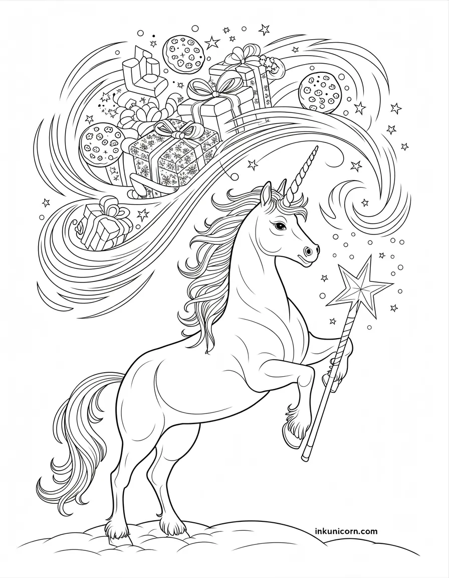 Christmas Unicorn With Magic Wand