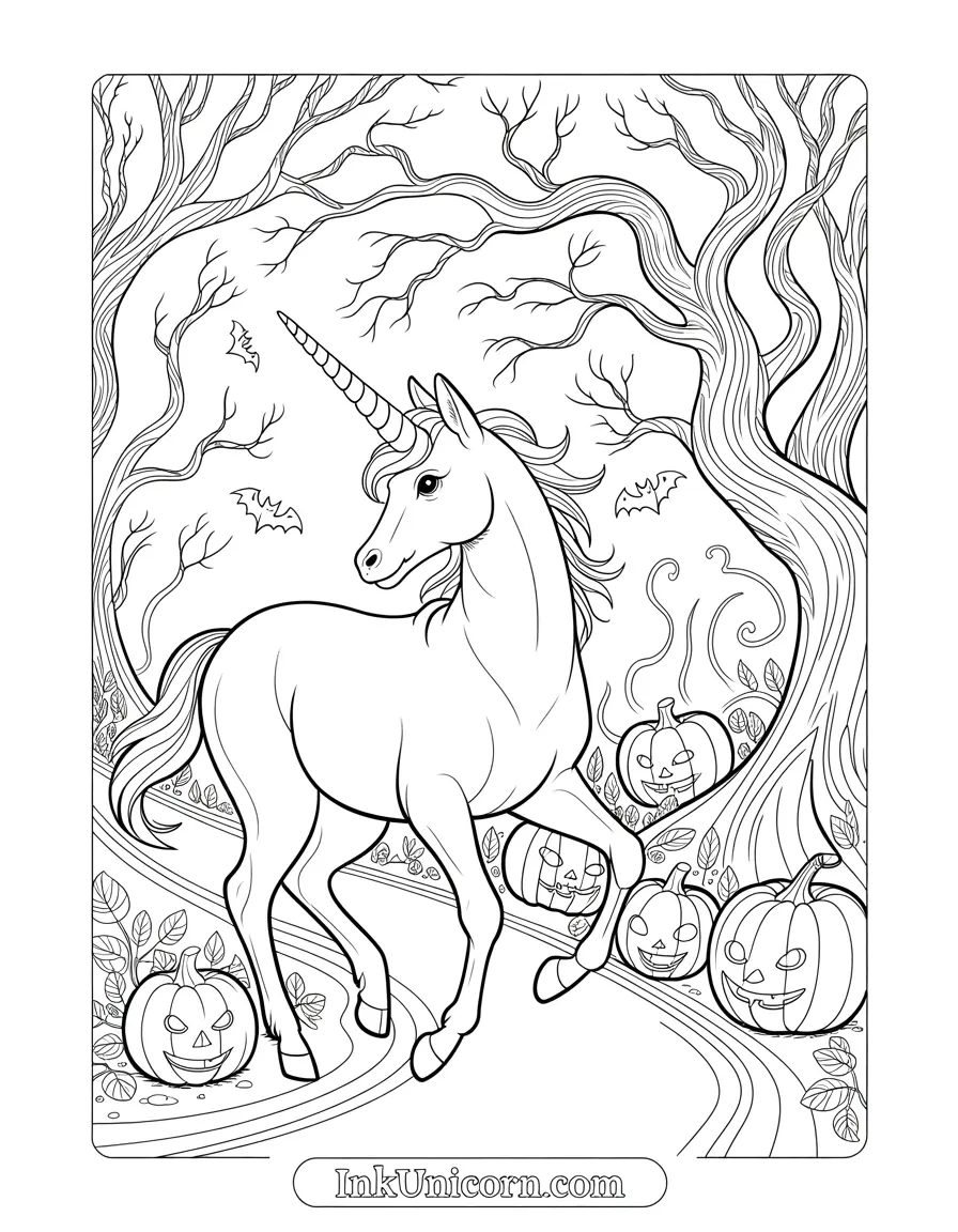 Deer Unicorn In Haunted Forest