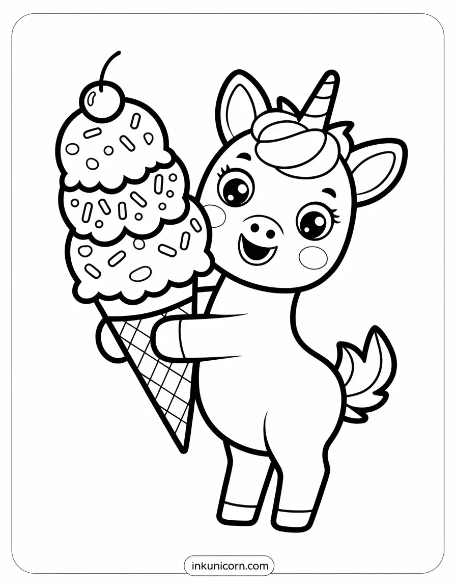 Deer Unicorn With Sweet Ice Cream