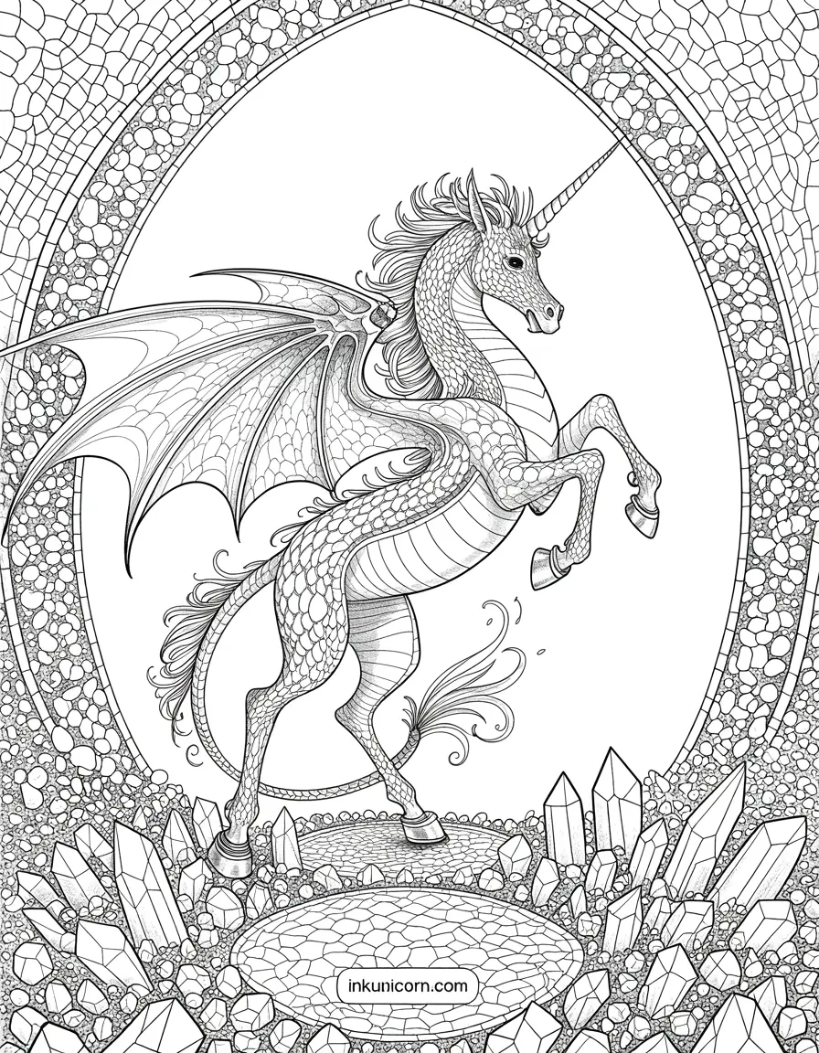 Dragon Unicorn Stained Glass Dream
