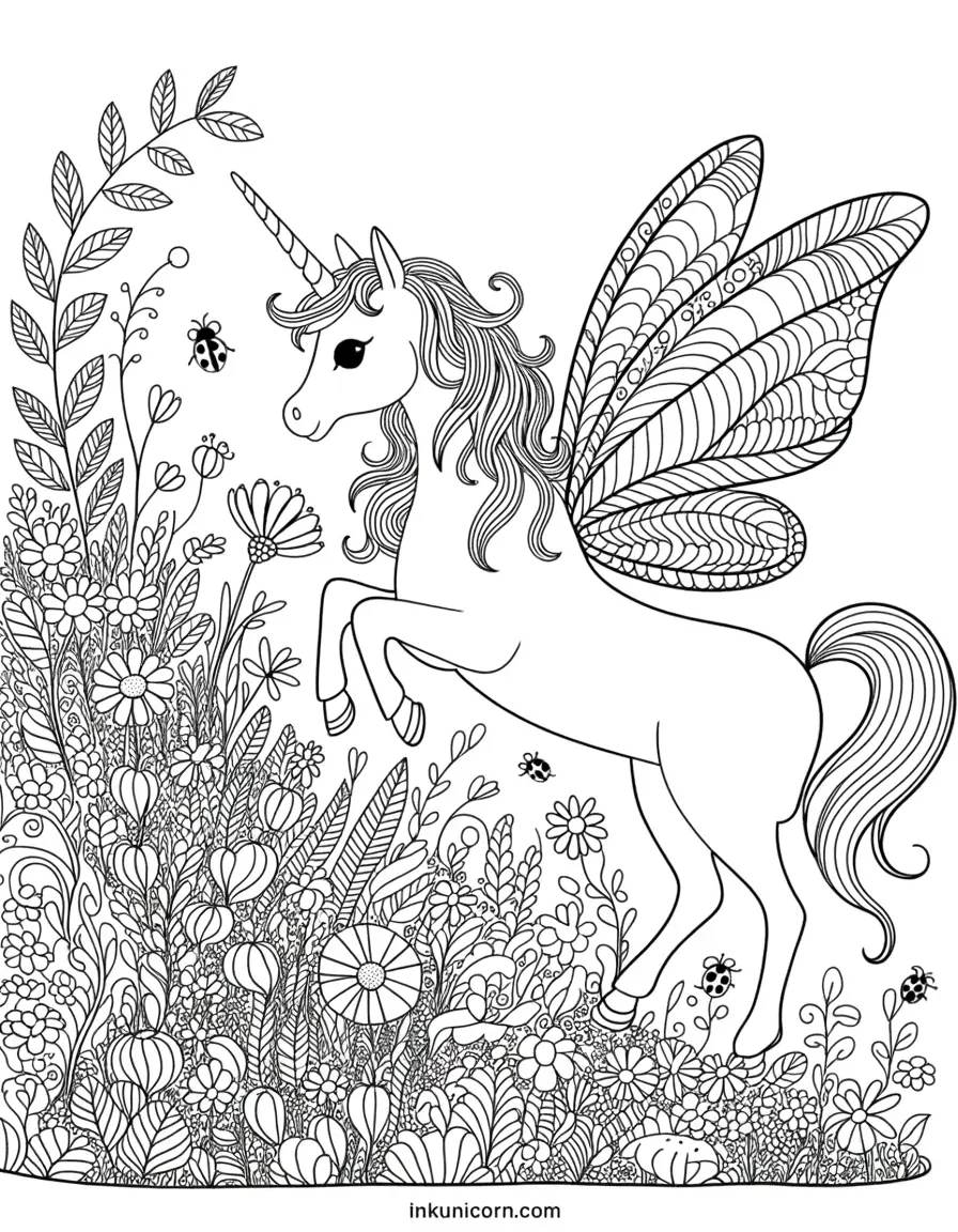 Fairy Unicorn in Zentangle Garden Glade