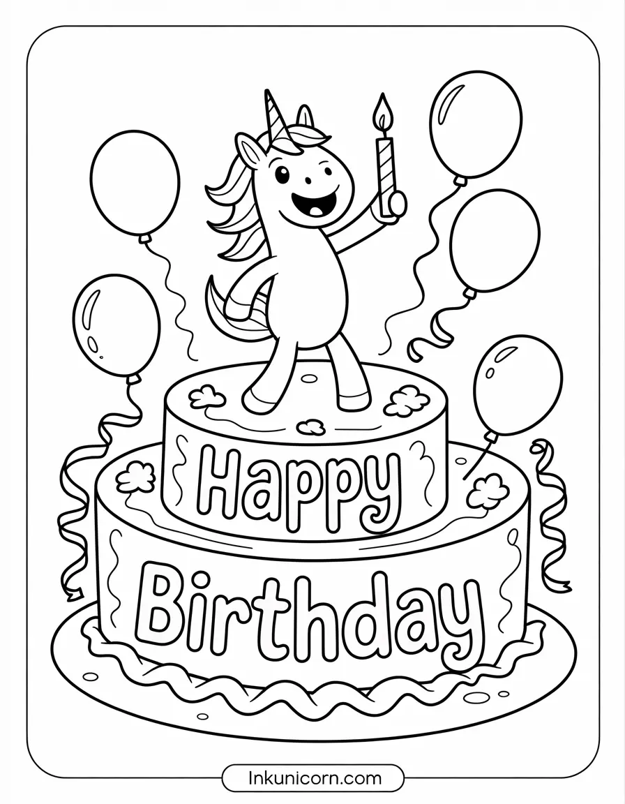 Happy Birthday Cake Unicorn Wish