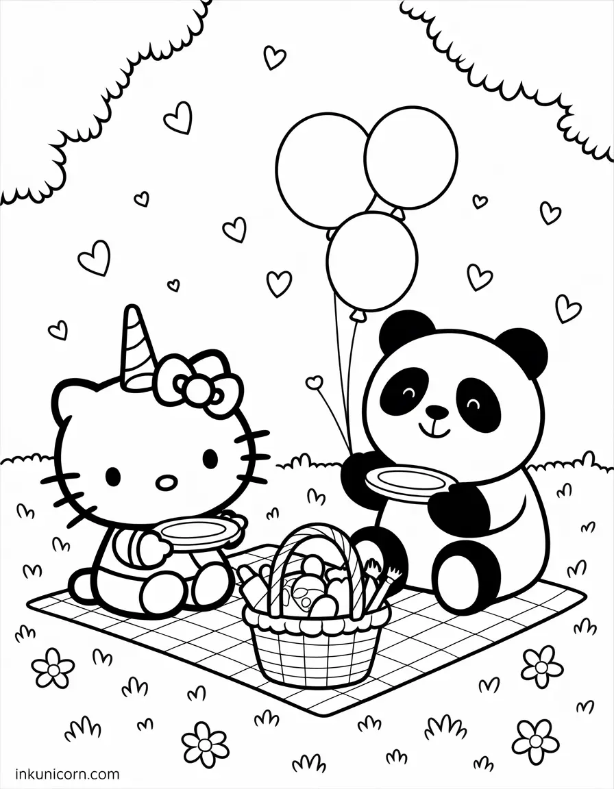 Hello Kitty Unicorn and Panda Picnic