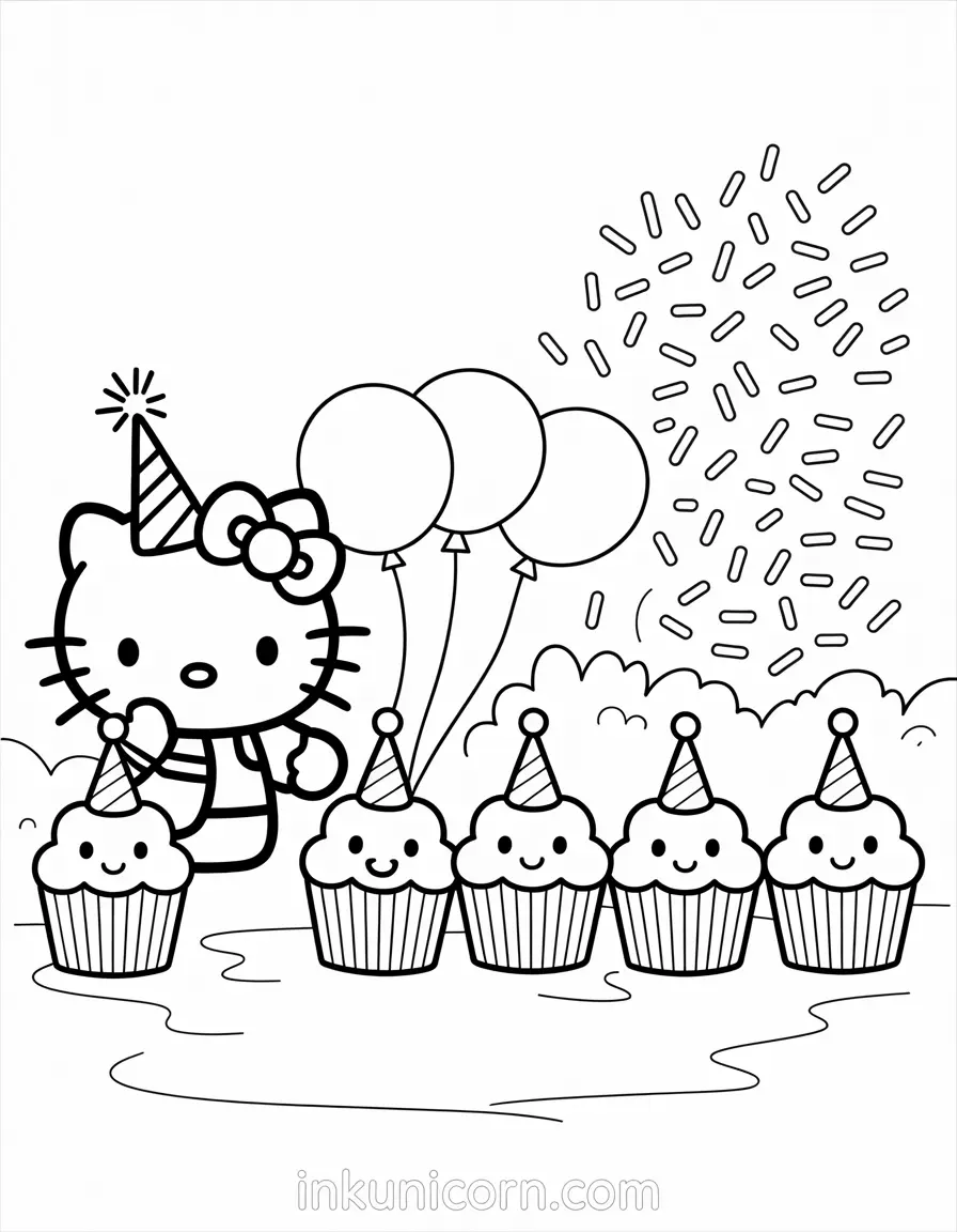 Hello Kitty Unicorn's Birthday Cupcake Parade