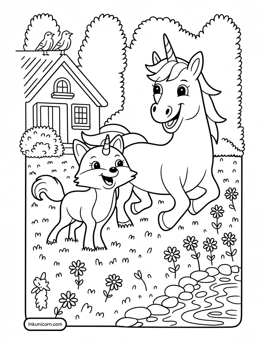 House Unicorn With Fox Friend