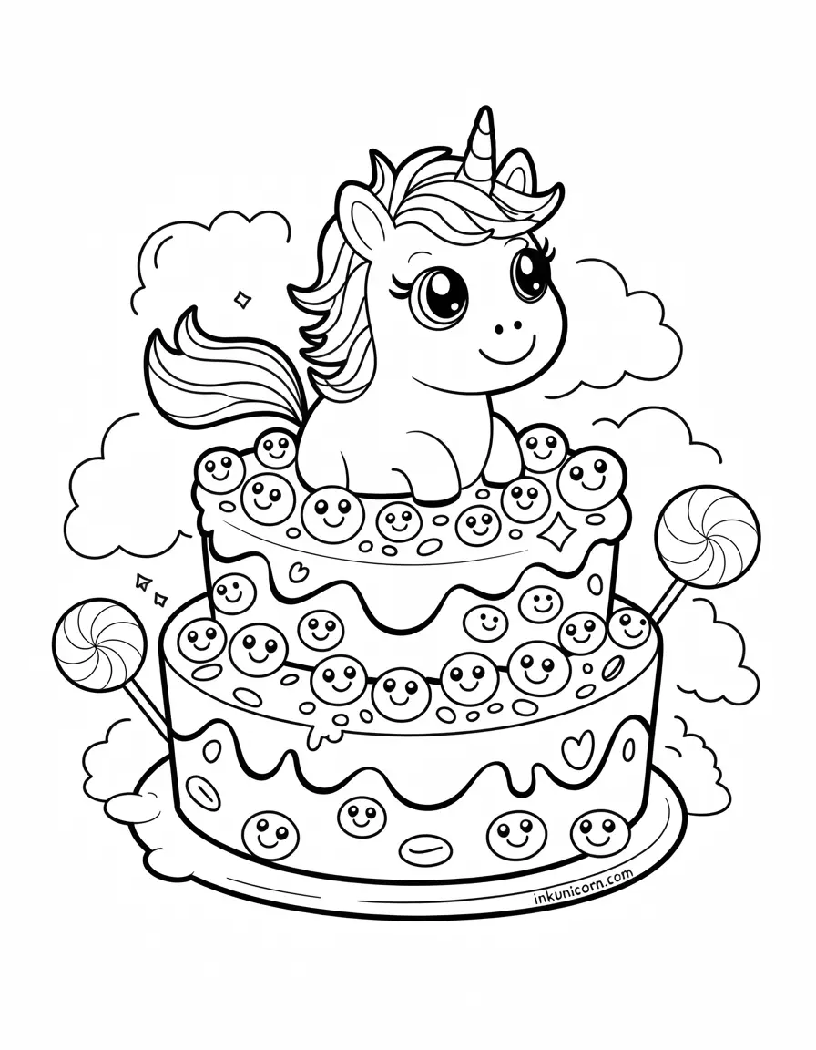 Kawaii Cake Unicorn With Sprinkles
