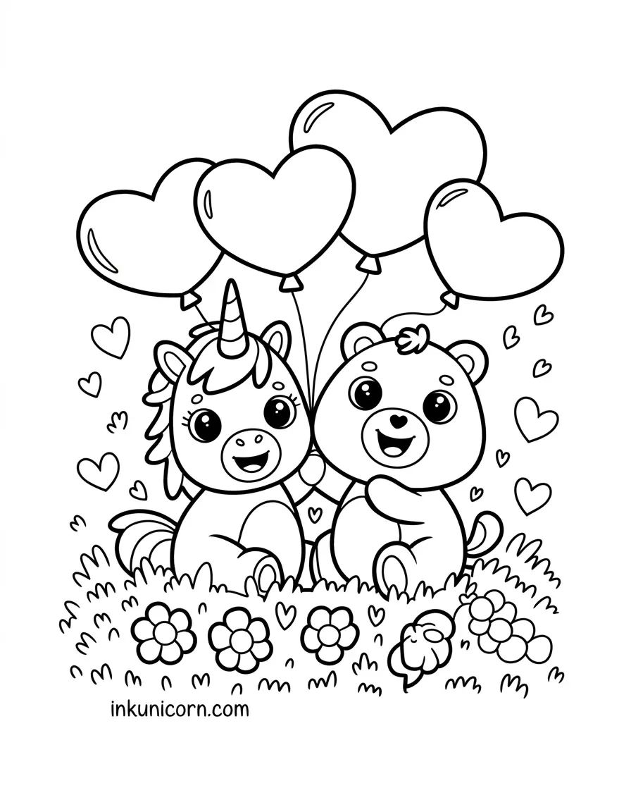 Kawaii Heart Unicorn and Care Bears