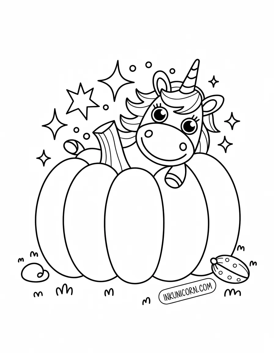 Kawaii Pumpkin Unicorn Head