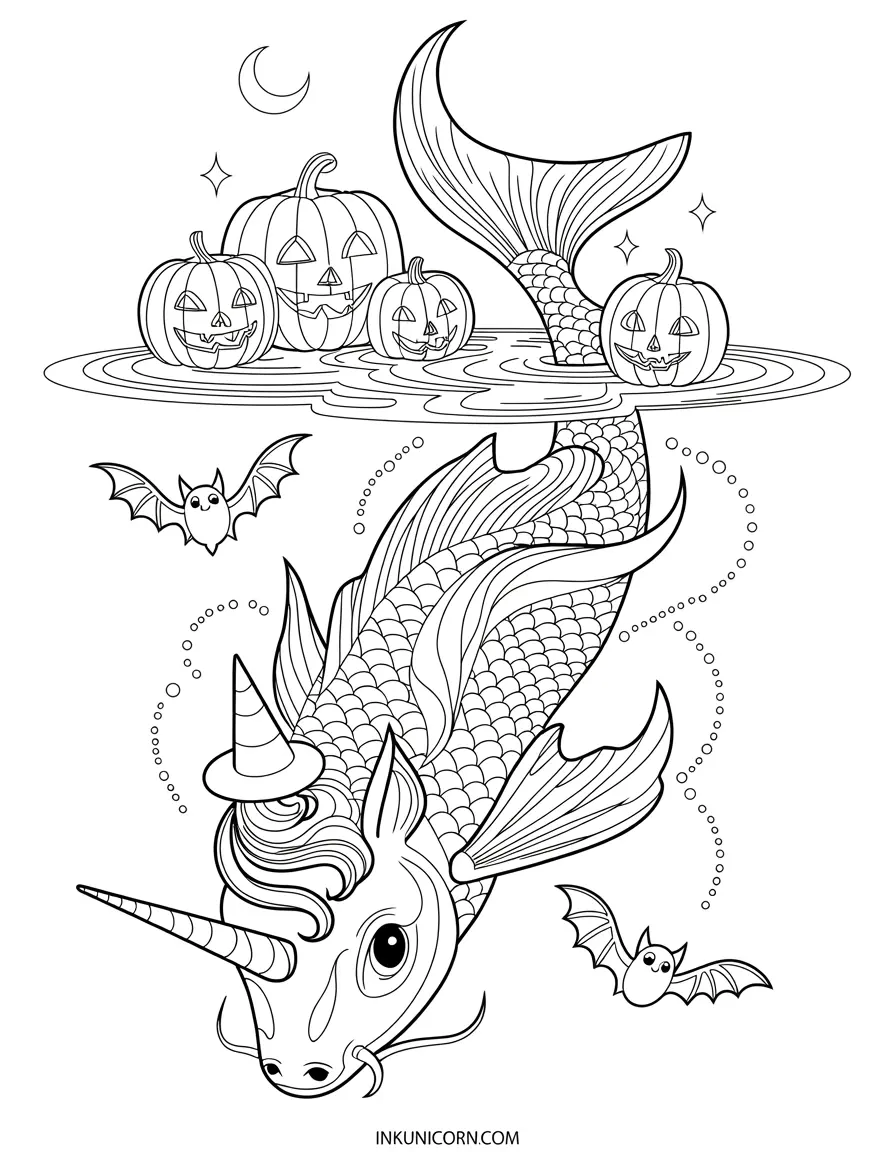 Koi Fish Unicorn Halloween Night