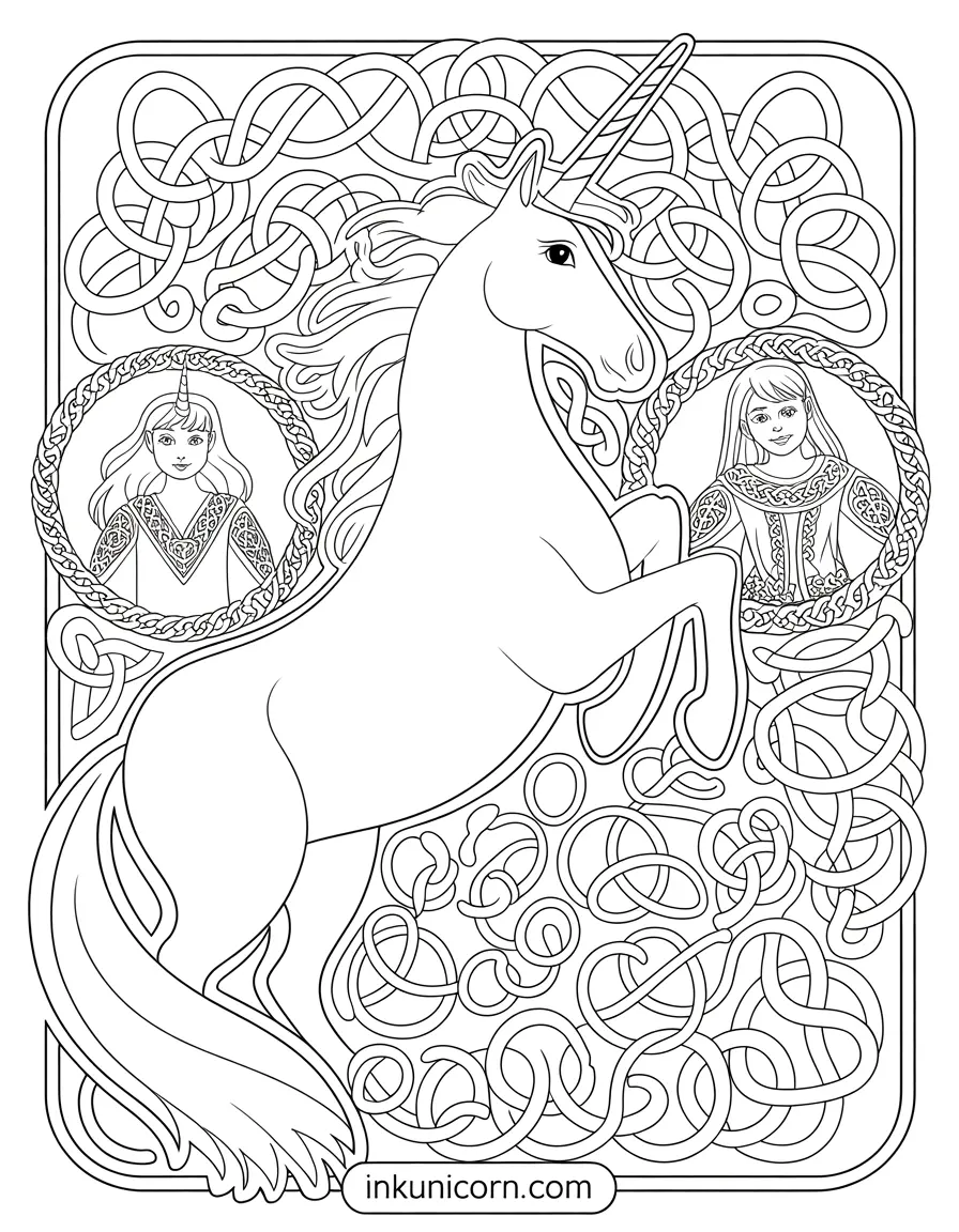 Little Twin Stars Unicorn in Celtic Knotwork