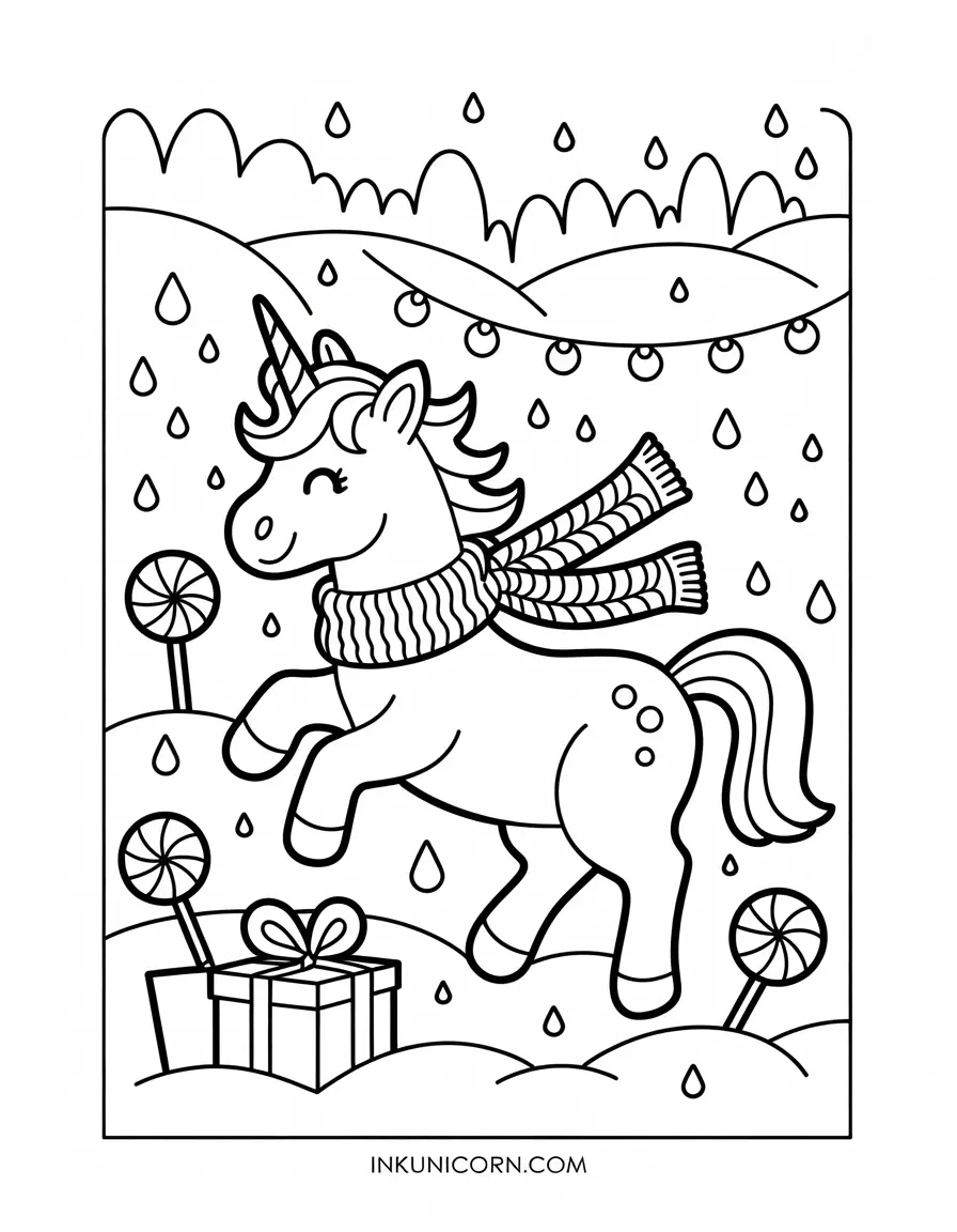 Lollipop Unicorn in a Christmas Wonderland