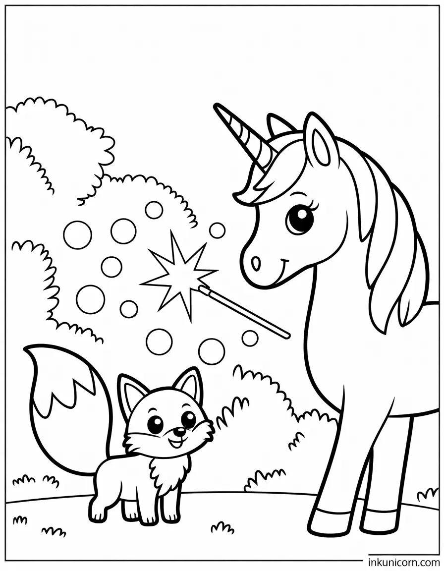 Magic Wand Unicorn And Cute Fox
