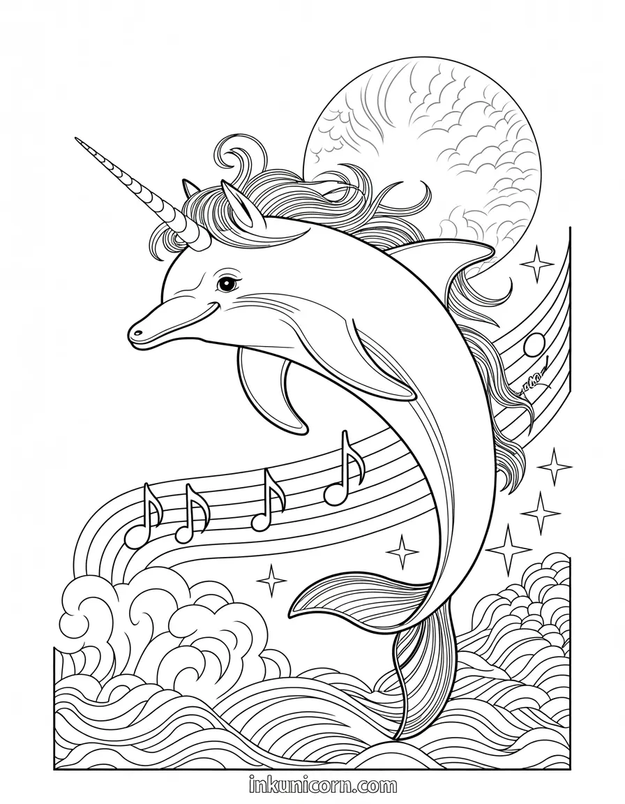 Magical Dolphin Unicorn Moon Dance