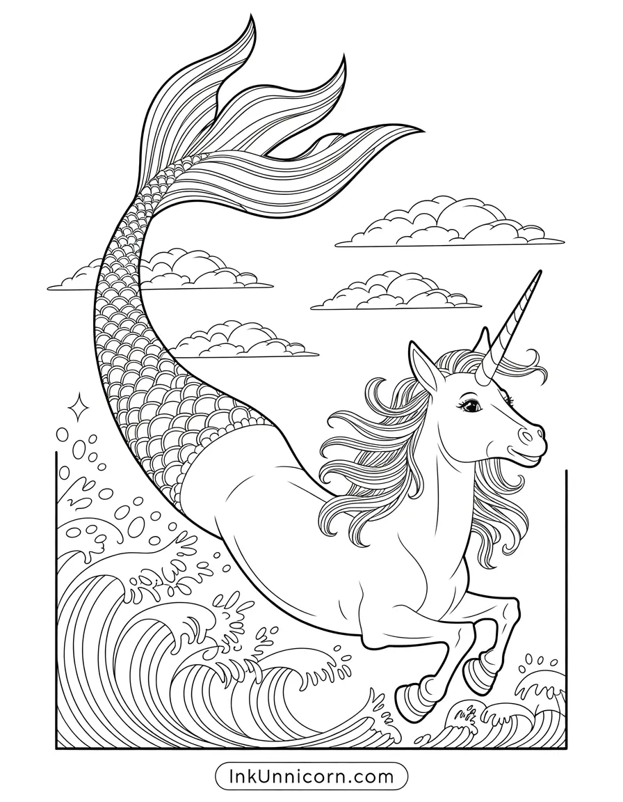 Mermaid Unicorn with Rainbow Tail