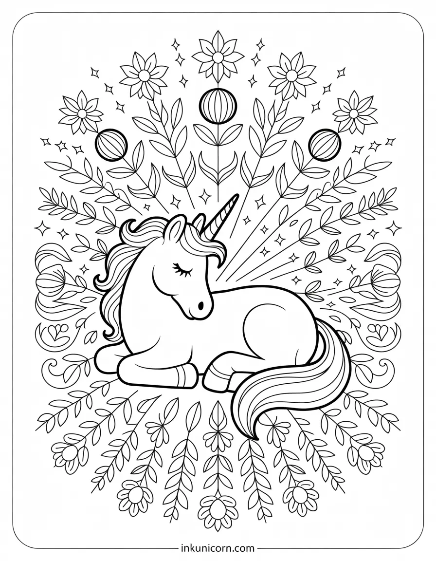Moon Unicorn's Floral Mandala Dream