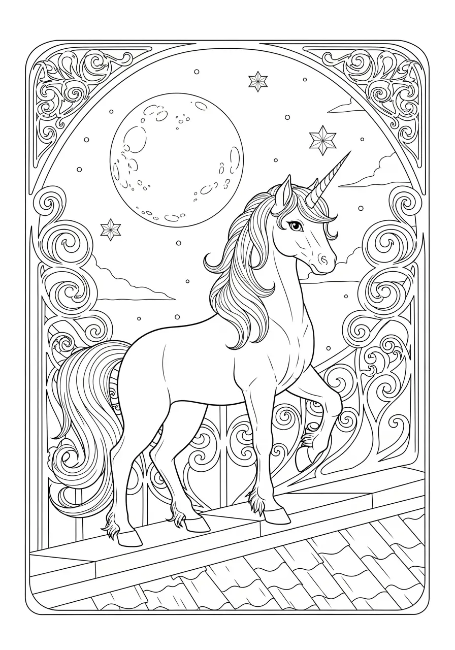 Moonlit Rooftop Unicorn