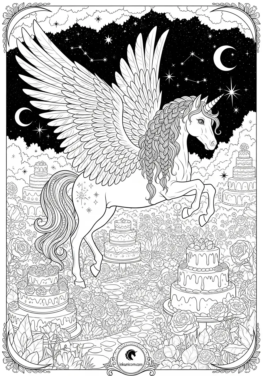 Pegasus Cake Unicorn In Night Garden