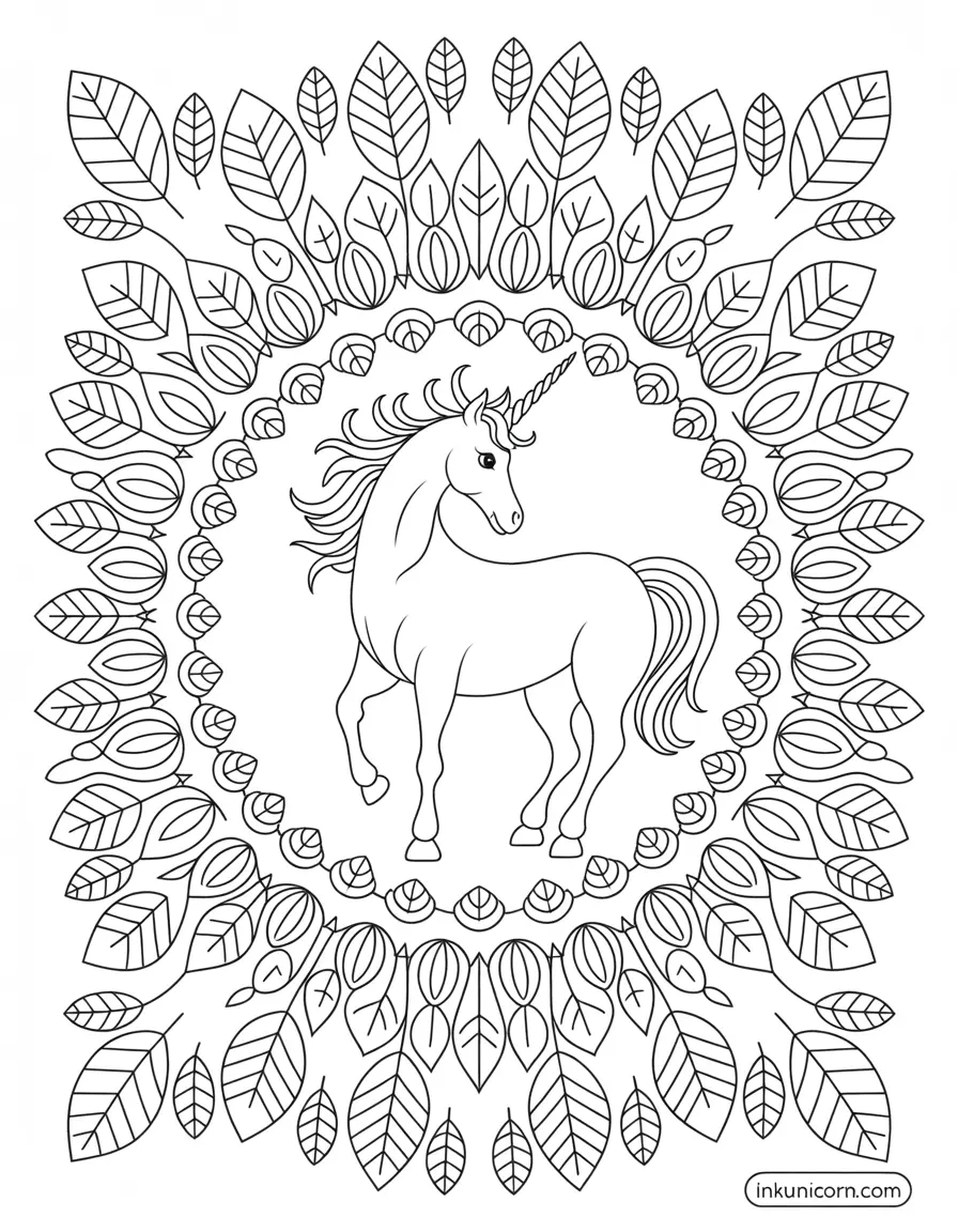 Pegasus Unicorn in Mandala Garden