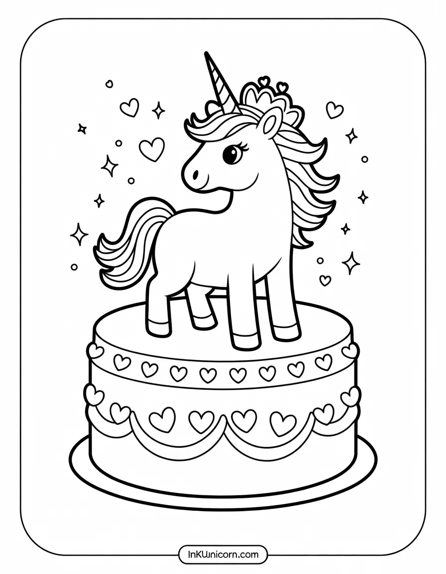 Princess Cake Unicorn With Heart Gems