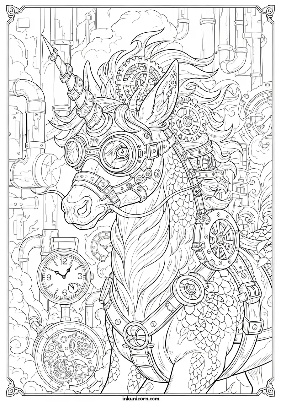 Qilin Unicorn with Steampunk Accessories