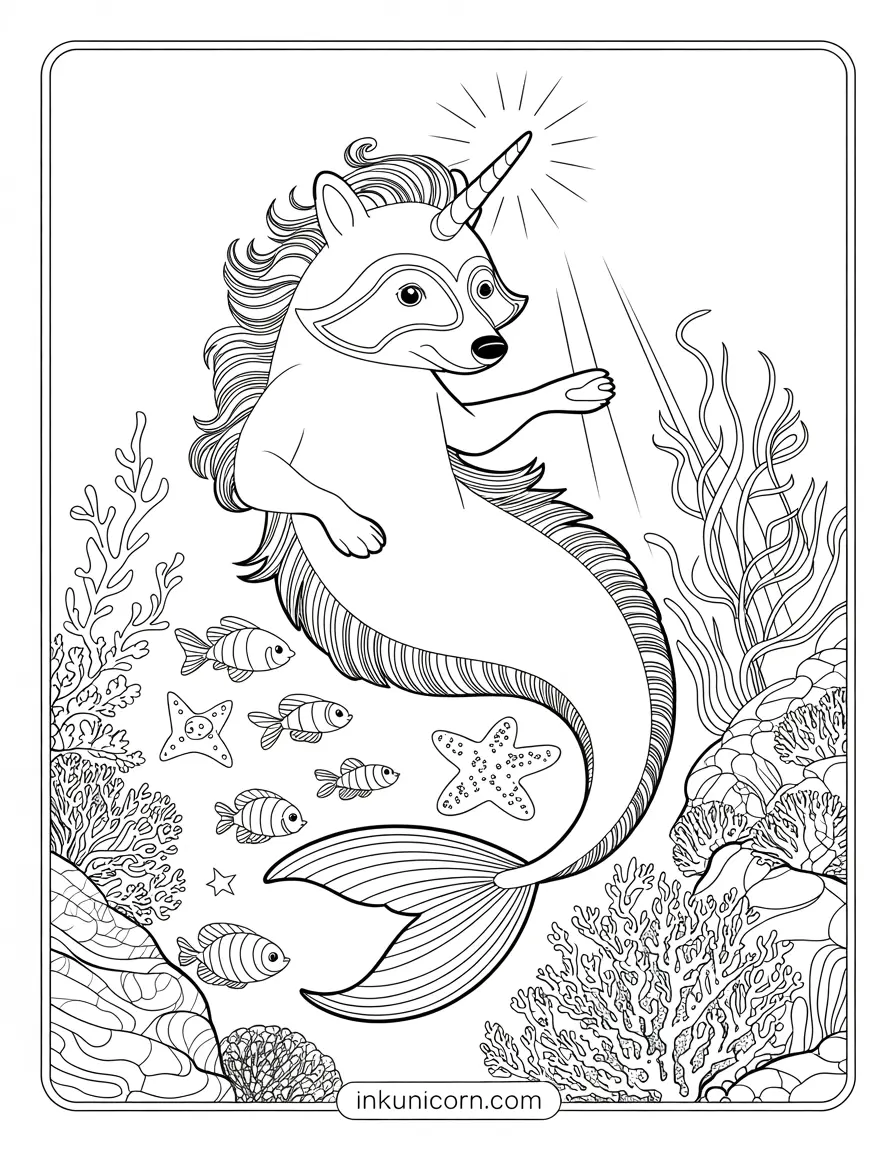 Raccoon Unicorn Mermaid Fantasy