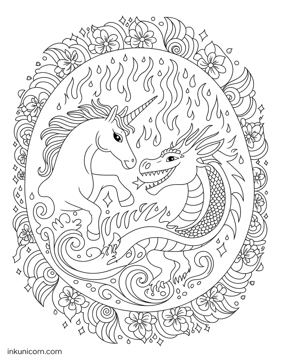 Rainbow Unicorn and Dragon Mandala Duel