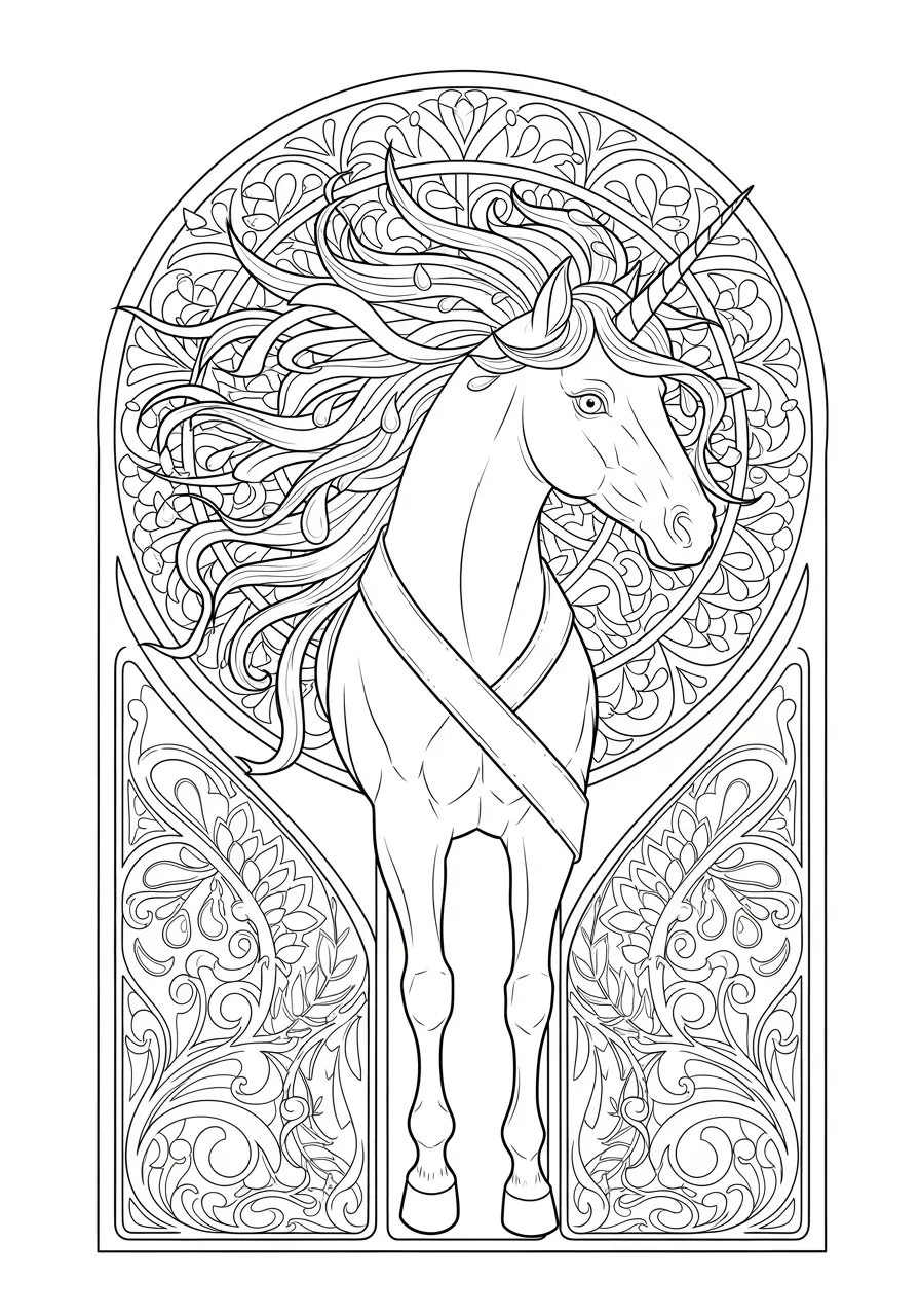 Rainstorm Art Nouveau Unicorn