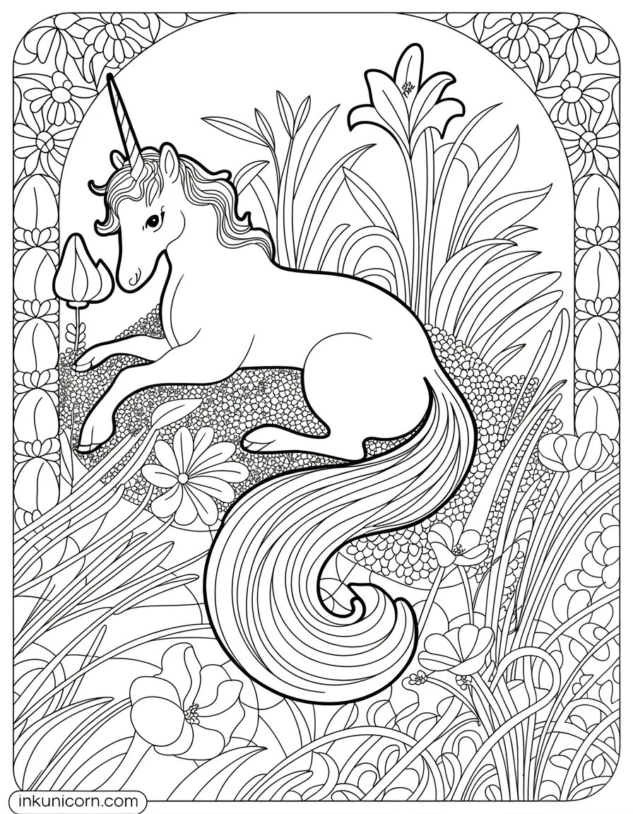 Squirrel Unicorn Art Nouveau Garden