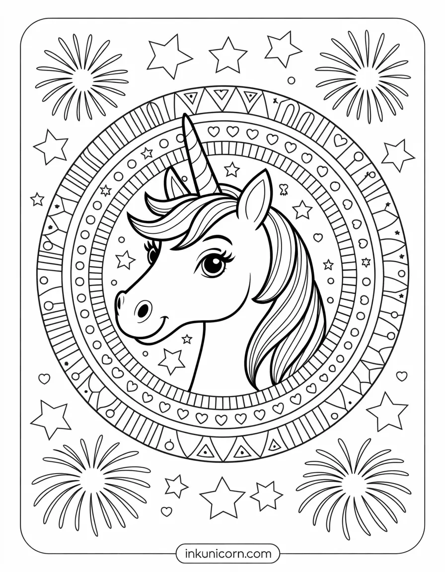 Star Mandala With Unicorn Center