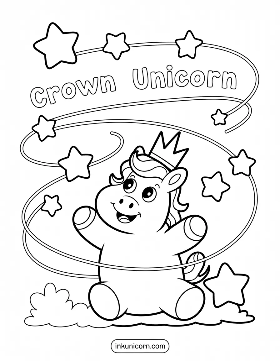 Tiny Crown Unicorn Surrounded By Stars