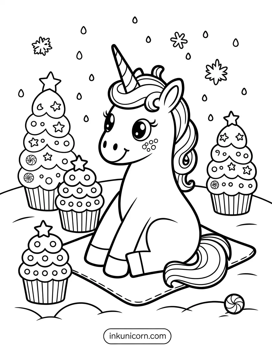 Unicorn And Christmas Cupcake Picnic