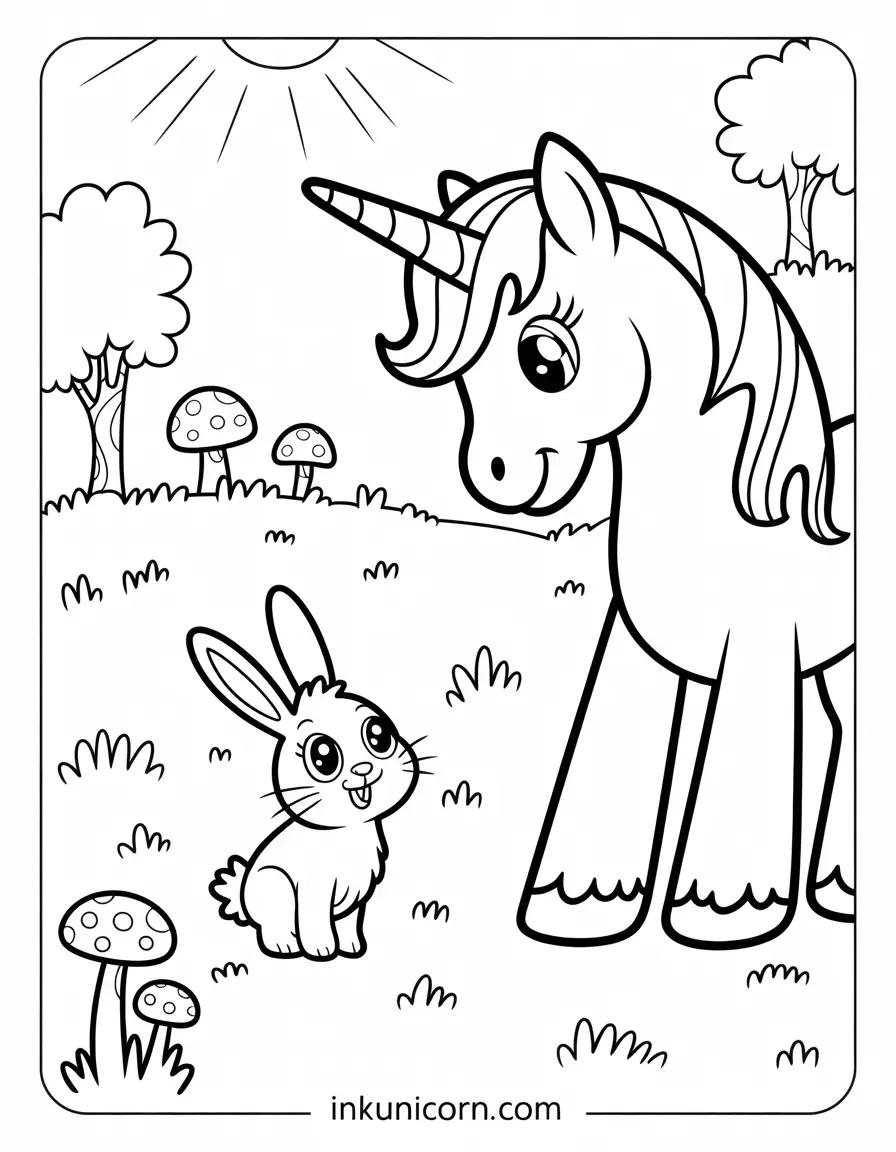 Unicorn and Playful Bunny