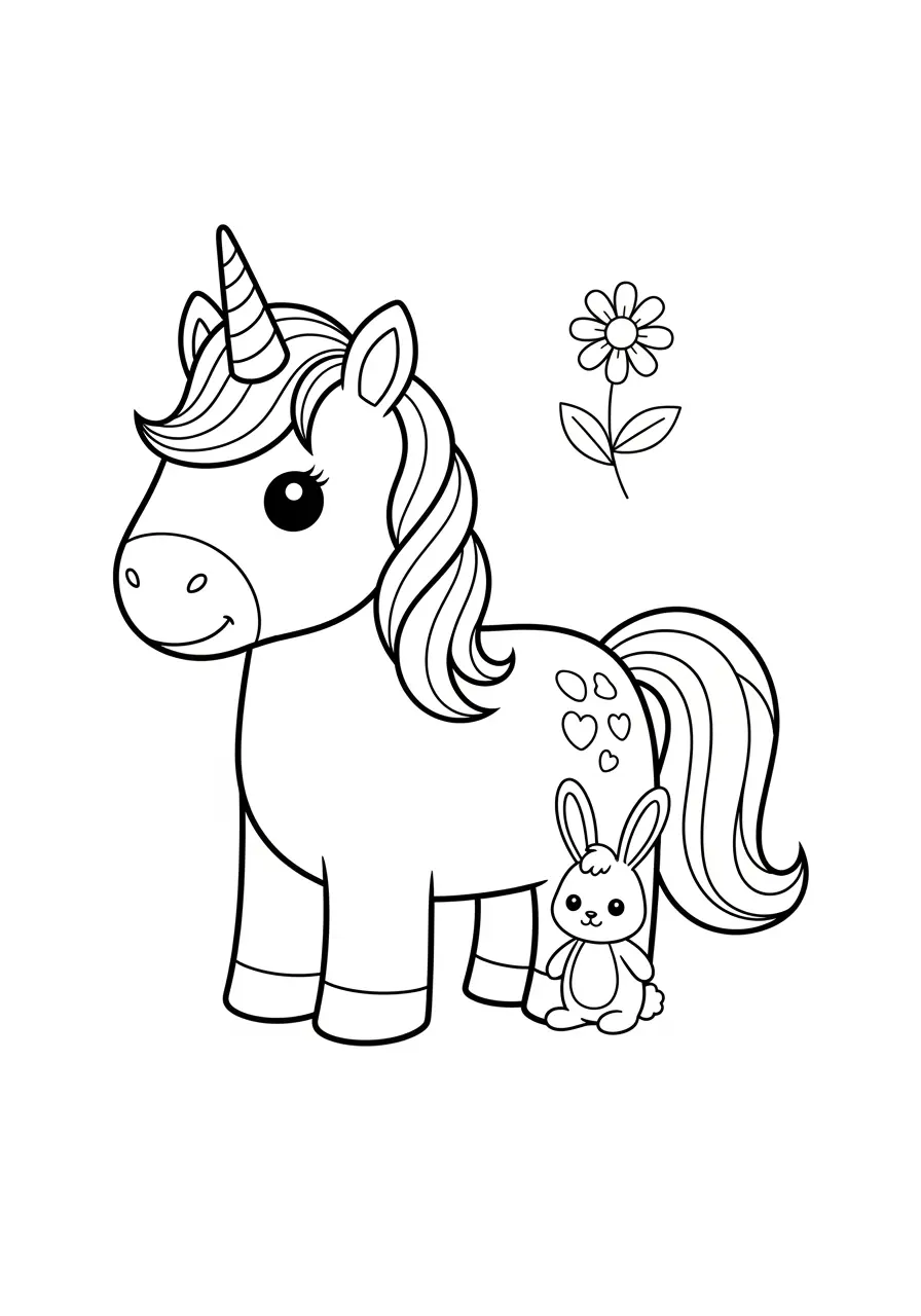 Unicorn And Tiny Bunny Friend