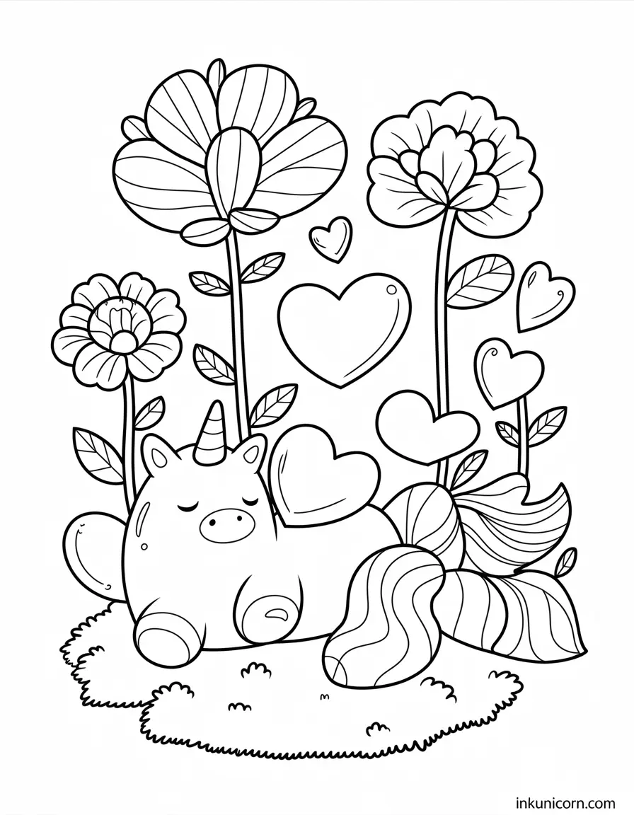 Unicorn in Love with Flowers