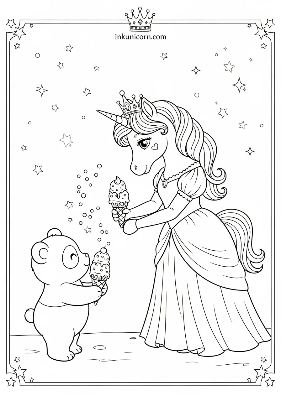 Unicorn Princess Sharing Ice Cream