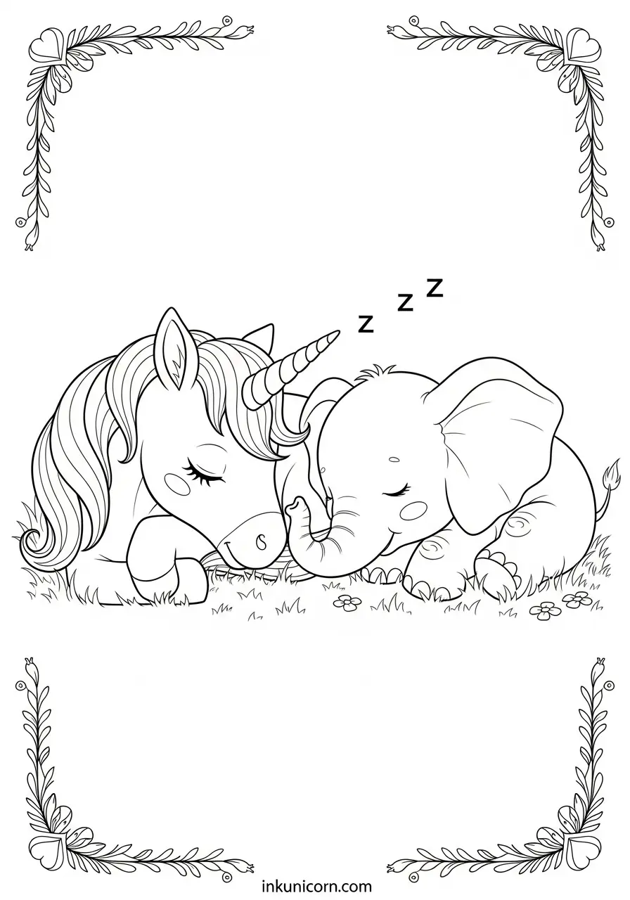 Unicorn Sleeping With Baby Elephant
