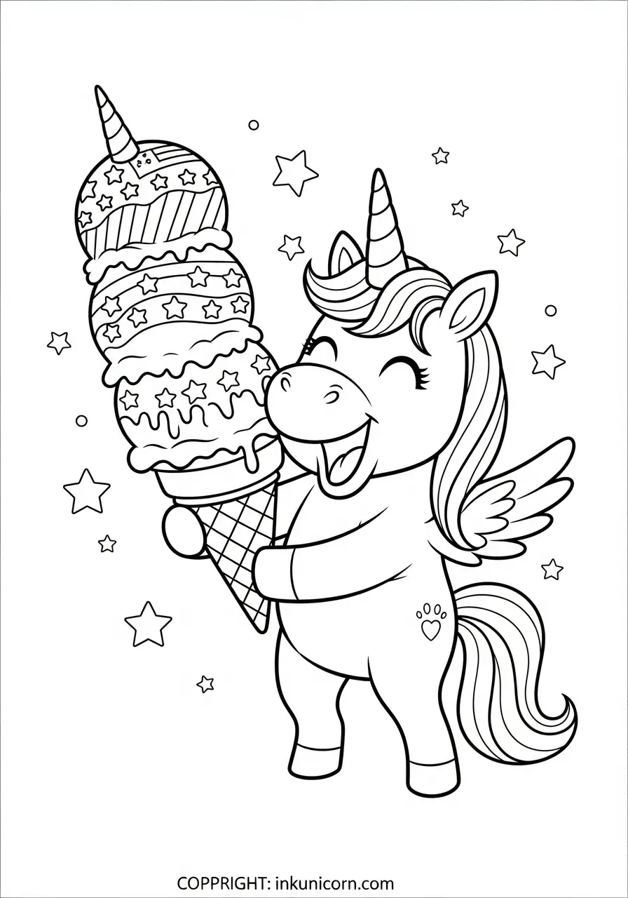 Unicorn with Patriotic Ice Cream