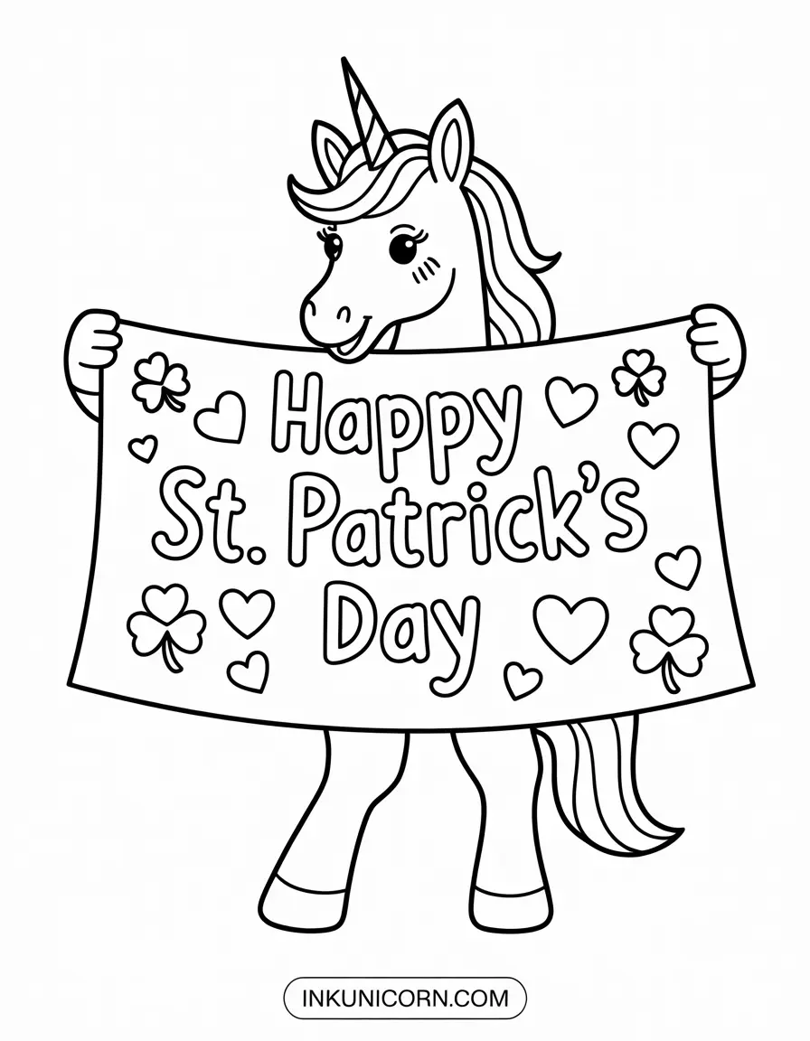 Unicorn with St. Patrick's Day Banner