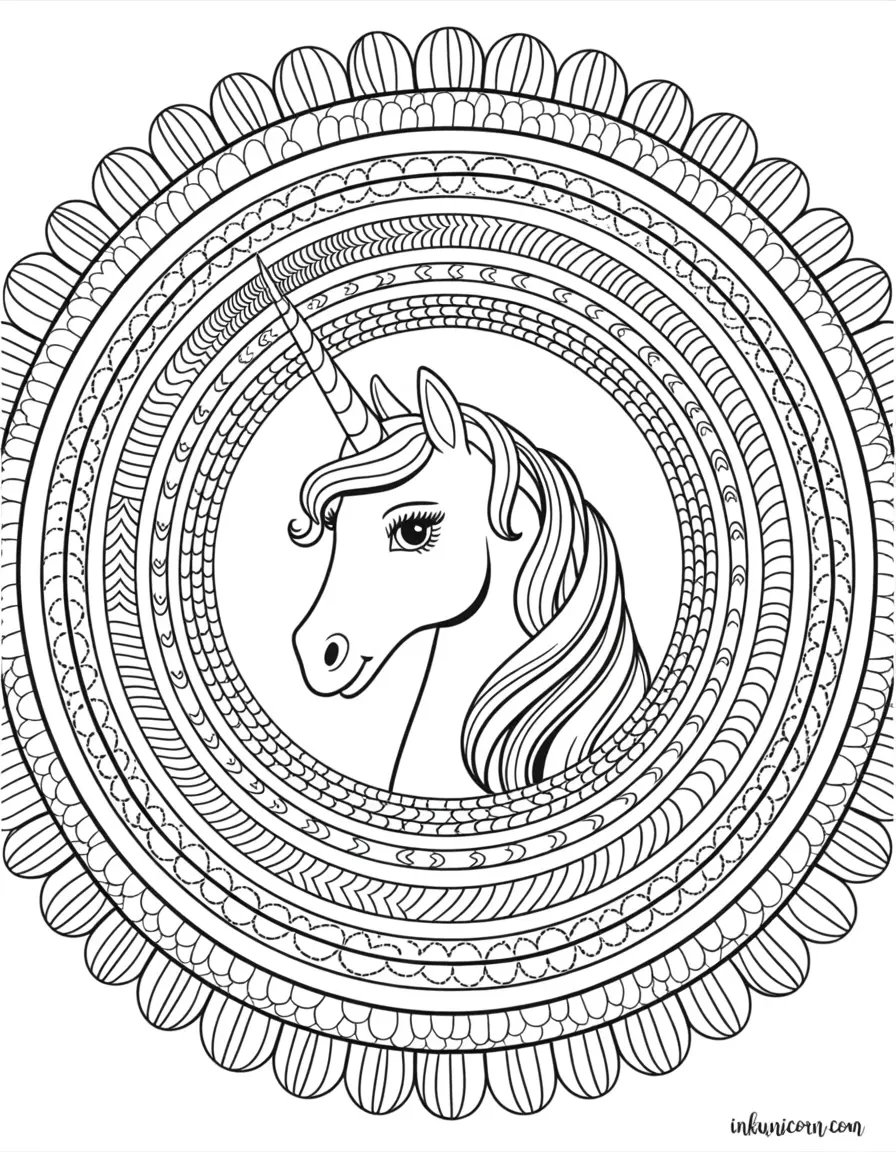 Zentangle Barbie Unicorn Mandala